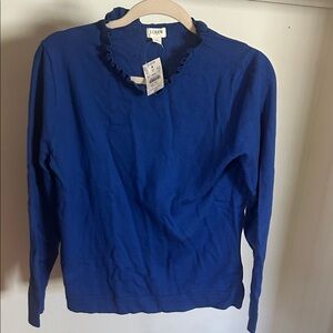 J. Crew Royal Blue Ruffle-Neck Crew Sweater